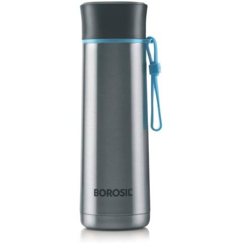 Borosil Stainless Steel Hydra Sprint - Double Wall Vacuum Insulated Flask |Water Bottle|Thermos|Sports Bottle|Yoga Bottle|Portable|Office|Outdoor|Reusable Leak Proof Silver 400 ML