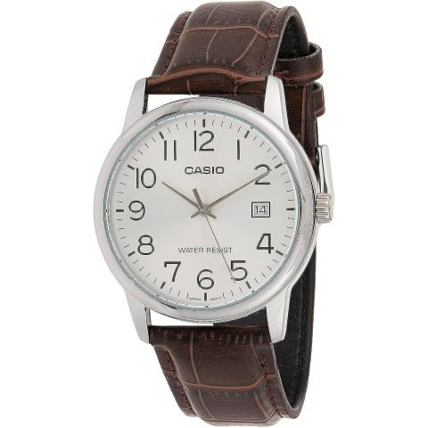 Men's Dial Leather Band Watch - MTP-V002L-7B2UDF
