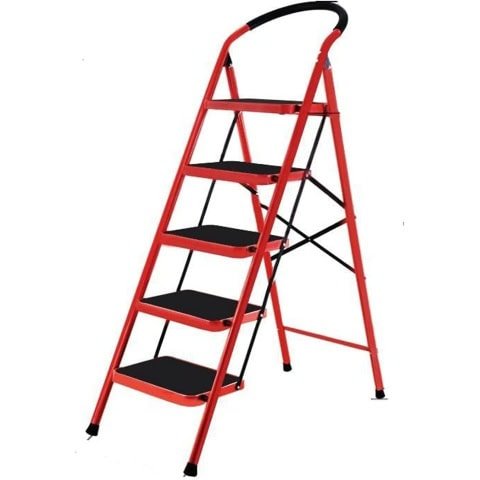 5 Step Foldable Ladder, Folding Step Stool with Wide Anti-Slip Pedal