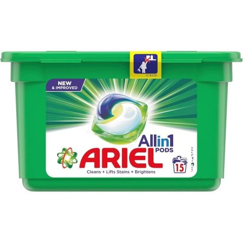 Ariel All in 1 Pods, Original Scent, Liquid Detergent Capsules, 15 Pods