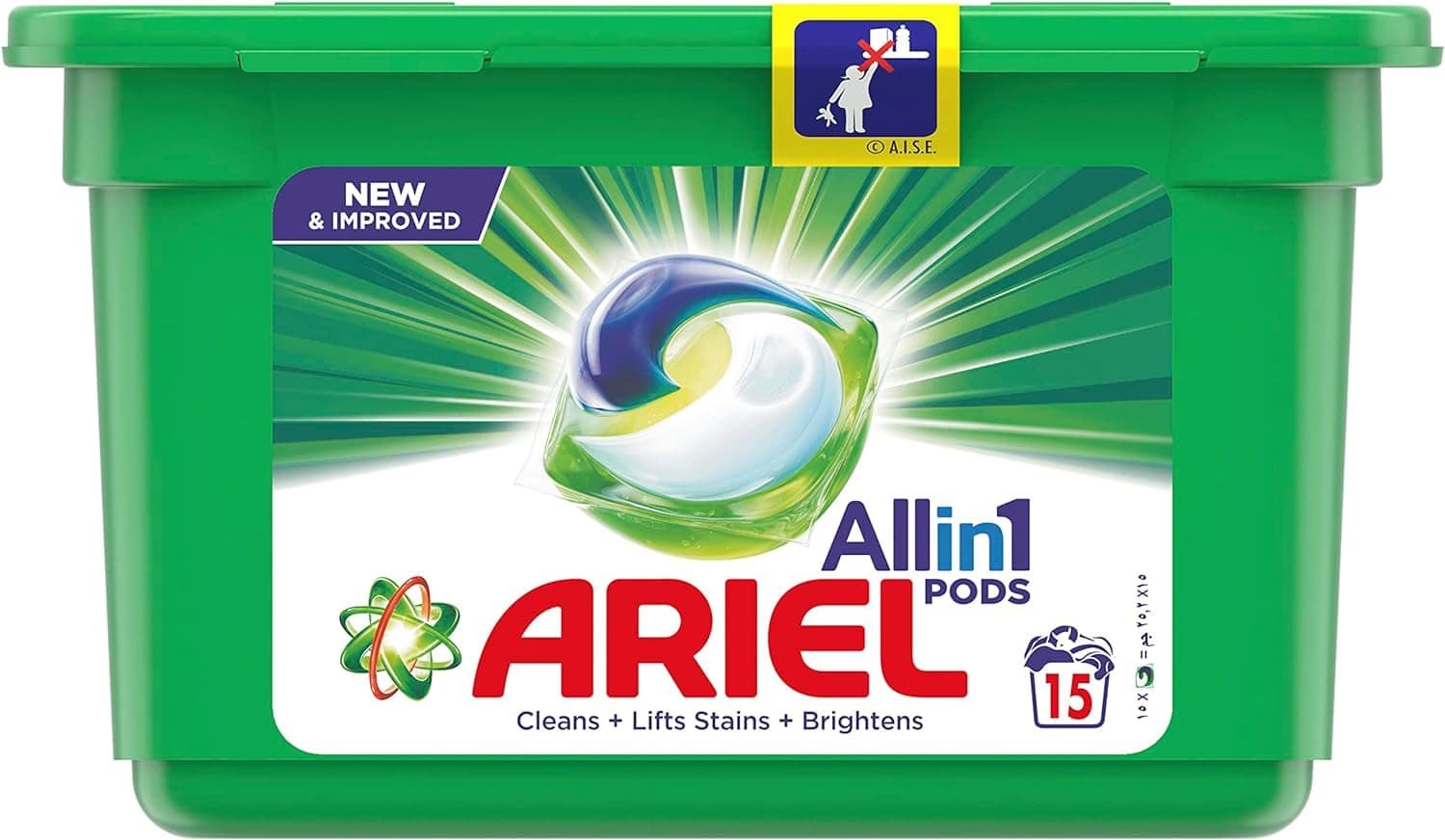 Ariel All in 1 Pods, Original Scent, Liquid Detergent Capsules, 15 Pods