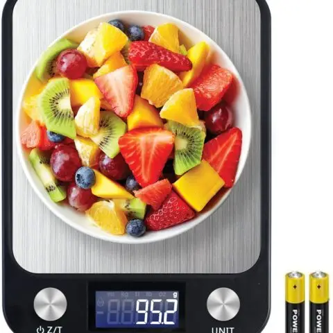 Digital Kitchen Scale Multifunction Food Scale Touch Button Ultra Slim with Large LCD Display, 11lb/5kg, 22lb/5kg, Stainless Steel (Batteries Included) (10000g/1g)