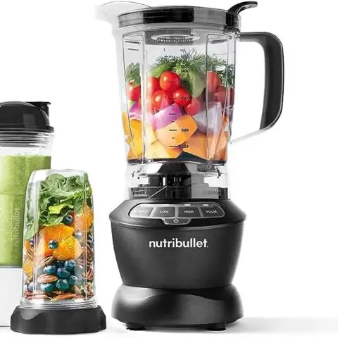 NutriBullet Full Size Blender + Combo , 7 Piece Set, Multi-Function High Speed Blender, Mixer System with Nutrient Extractor, Smoothie Maker, Dark Grey, 1000 Watts, NBC-0910B