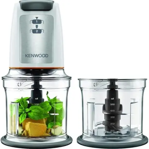 KENWOOD Chopper 500W Electric Food Chopper with 2 x 500ml Bowl, Dual Speed, Stainless Steel Quad Blade, Multi Mayo Mayonnaise Attachment, Spatula, Ice Crush Function CHP61.200WH White