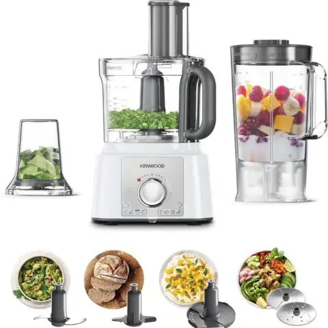 Kenwood Food Processor 1000W Multi-Functional With 3L Bowl, 2 Stainless Steel Disks, Blender, Grinder Mill, Whisk, Dough Maker Fdp65.400Wh White