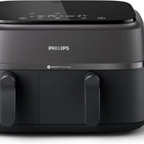 Philips Dual Basket AirFryer 3000 Series - 2750W 9L Capacity, 2 Basket Drawers, 8 Presets Touchscreen, Black
