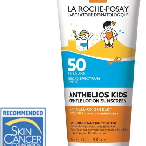 La Roche-Posay Roche Posay Anthelios Kids Gentle Lotion Sunscreen SPF 50, Kids Sunscreen for Face and Body, Oxybenzone Free, Pediatrician and Dermatologist Tested