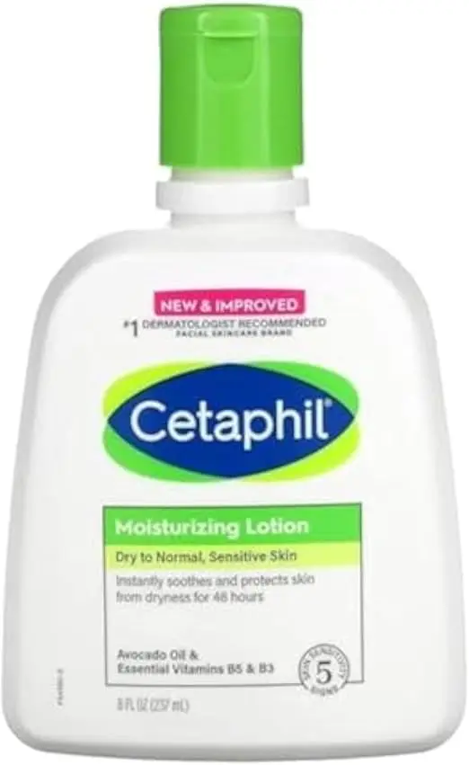 Cetaphil Moisturizing Lotion, Dry to Normal, Sensitive Skin, Avocado Oil & Essential Vitamins B5 & B3, 8 fl oz (237 ml),