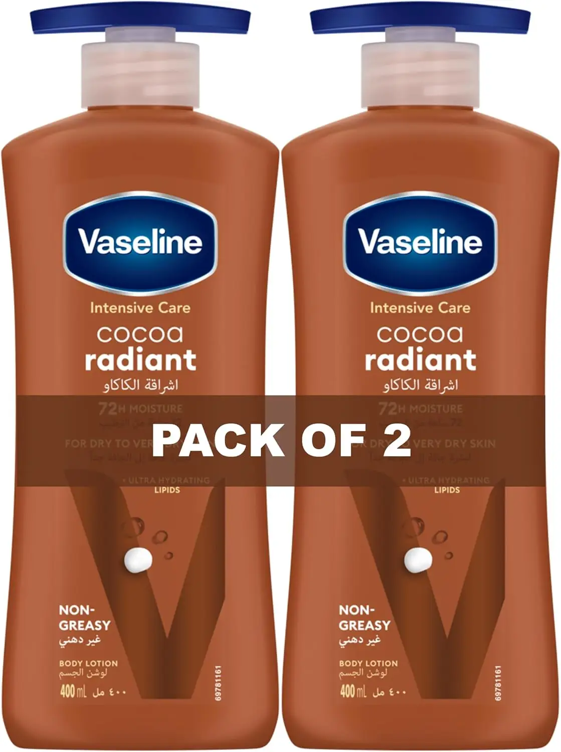 Vaseline Cocoa Radiant Body Lotion, 2 X 400ml